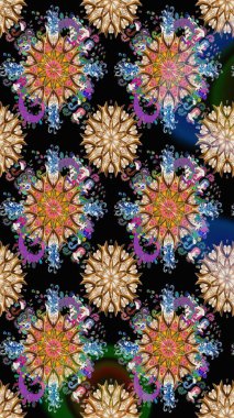 Raster illüstrasyonu. Klasik çiçek tasarımı elementleri. Siyah kıvırcık çiçekler siyah renklerde şekillenir.