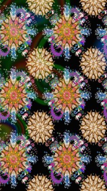 Vadinin çiçekleri siyah renklerde. Raster dikişsiz çiçek deseni.