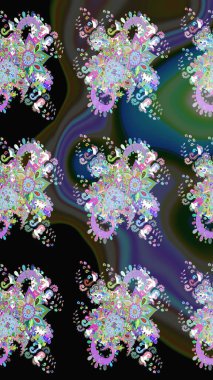 Yumuşak, bahar çiçekleri siyah ve gri renklerde. Çiçek ve yapraklı karalama şeklinde Raster çiçek deseni. Raster illüstrasyonu.