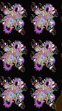 Raster illüstrasyonu. Siyah renklerde. Siyah renkte siyah papatya deseni.