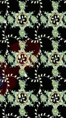 Raster illüstrasyonu. Siyah ve nötr renklerde. 3D çiçekler, pürüzsüz.