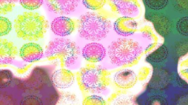 Renkli Bahar Temalı Kusursuz Arkaplan. Tarafsız ve yeşil renkli şirin çiçek desenleri. Düz Çiçek Elementleri Tasarımı. Raster Modaya uygun kumaş deseni.