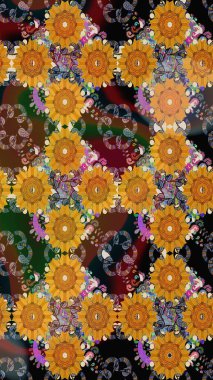 Suluboya kusursuz desen. Çiçekler suluboya tarzında kahverengi renkte. Çiçek izi.