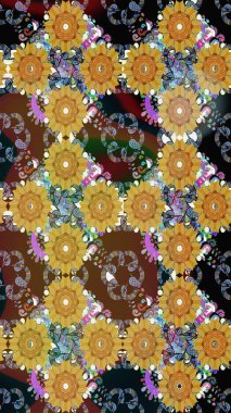 Çiçeksel kahverengi, pürüzsüz desen. Raster çiçek izi. Raster Yumuşak kumaş deseni. Klasik taslak çizimi.