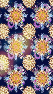 Mavi ve bej renkli çiçekler. Hediye ambalaj kağıdı, tebrik kartları, posterler ve pankart tasarımı. Raster düz çiçekleri pürüzsüz desen.