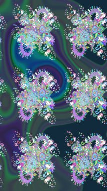 Kusursuz dekoratif arka plan, çiçek mandala. Raster illüstrasyonu. Mavi renklerde. Çiçek..