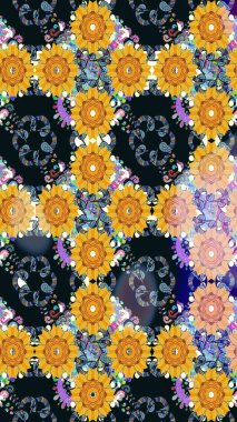 Çiçekler. Vadinin gri renkli çiçekleri. Soyut etnik raster pürüzsüz desen.