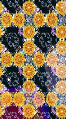 Küçük çiçekteki sevimli çiçek deseni. Raster deseni. Raster illüstrasyonu. Nazikçe, sarı renkte yaz çiçekleri.