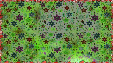 Güzel kumaş deseni. Düz Çiçek Elementleri Tasarımı. Raster illüstrasyonunda kusursuz çiçek deseni. Renkli Bahar Teması Kusursuz Arkaplan.