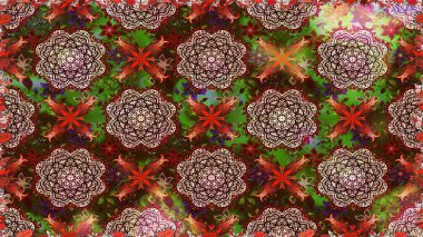 Raster illüstrasyonu. Kahverengi renklerde çiçeksiz. Kahverengi renkli çiçekler. Şatafatlı bahar bahçesi dokusu. Çiçek deseni.