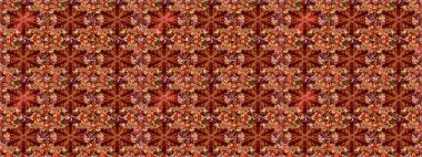 Kusursuz kraliyet lüksü, altın barok kumaş rengi. Altın antika ortaçağ dekoratifi, yapraklar ve kırmızı renklerde altın desenli süslemeleri olan pürüzsüz bir şablon..