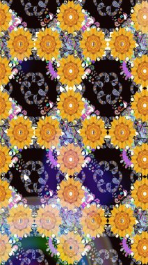 Raster - stok. Sarı çiçekli kusursuz desen, suluboya çiçek deseni, sevimli çiçek, duvar kağıdı, kart veya kumaş için fayanslı.