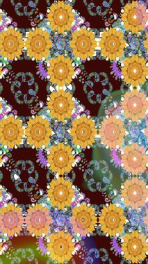 Raster. Güzel suluboya çiçekler, parlak tablolar ilham verici çiçek desenleri kusursuz arka plan..