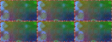 Raster illüstrasyonunda kusursuz çiçek deseni. Suluboya tarzında yeşil renkte çiçekler.