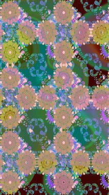 Tarafsız renklerde etnik çiçeklerle kusursuz bir desen. Raster Çiçek İllüstrasyonu güzel tekstil..