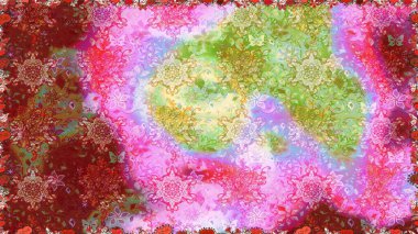 Renkli Bahar Temalı Kusursuz Arkaplan. Güzel kumaş deseni. Raster illüstrasyonu. Düz Çiçek Elementleri Tasarımı. Zentangle soyut çiçekleri. Çiçek tozu..