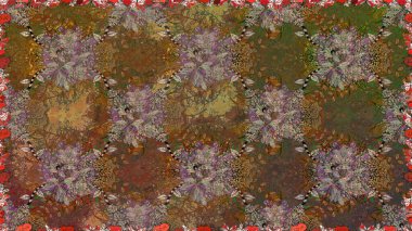 Kahverengi yapraklı yabani çiçekler. Raster illüstrasyonu. Suluboya, elle çizilmiş. Kusursuz arkaplan deseni.