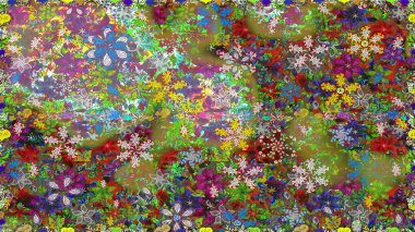 Kusursuz desenli, yeşil renkli parlak çiçekli halı..