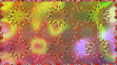 Kahverengi renkli çiçekler. El çizimi çiçekli, soyut, pürüzsüz desen. Raster illüstrasyonu.