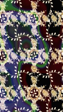 Çiçeksel elementlerle süslenmiş zarif raster dokusu. Küçük çiçekte hoş bir çiçek deseni var. Kahverengi ve siyah renklerde parlak çiçeklerle soyut ve pürüzsüz desen.