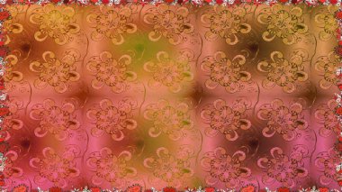 Düz Çiçek Elementleri Tasarımı. Süslü kumaş deseni. Raster illüstrasyonunda kusursuz çiçek deseni. Renkli Bahar Teması Kusursuz Arkaplan.