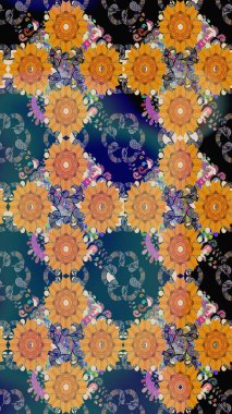 Çiçek izi. Suluboya kusursuz desen. Suluboya tarzında mavi renkte çiçekler.