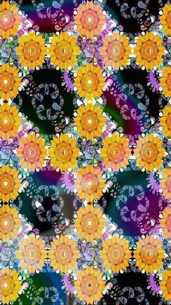 Raster illüstrasyonu. Egzotik çiçekler, botanik parlak klasik sarı renkler. Klasik tropikal doğal elementlerin suluboya seti.