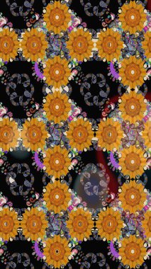 Düz Çiçek Elementleri Tasarımı. Çocuk stili. Renkli Bahar Temalı Kusursuz Arkaplan. Çiçekli pürüzsüz raster arka plan.