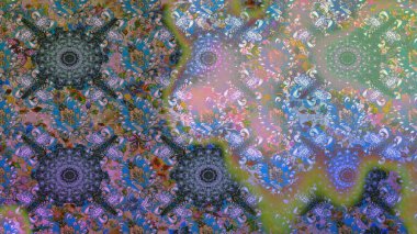 Güzel kumaş deseni. Raster Illustrasyon 'da moda olmayan çiçek deseni. Renkli Yaz Temalı Kusursuz Arkaplan. Düz Çiçek Elementleri Tasarımı.