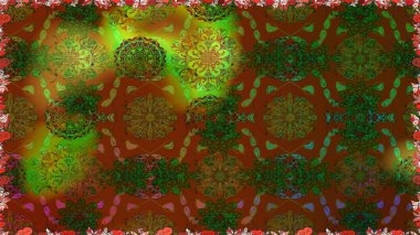 Raster illüstrasyonunda kusursuz çiçek deseni. Kahverengi renkte çiçekler.