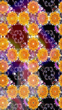 Kusursuz çiçek deseni duvar kâğıdı olarak kullanılabilir. Raster illüstrasyonu. Sarı renkte çiçekler.