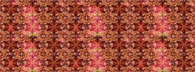 Damask altın soyut çiçek kırmızı renklerde dikişsiz desen. Süslü dekorasyon. Raster illüstrasyonu.