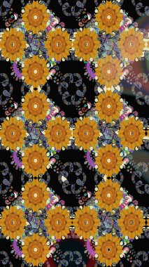 Raster stili kumaş deseni. Çiçekler suluboya desensiz.