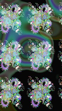 Kusursuz çiçek deseni duvar kâğıdı olarak kullanılabilir. Raster illüstrasyonu. Yeşil renkte çiçekler.