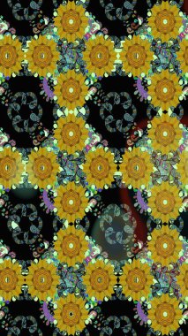 Siyah renkli çiçekler. Tropik çiçekler. Tişörtsüz arka plan deseni.