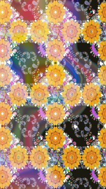 Küçük çiçekte güzel bir desen. Motley illüstrasyonu. Moda baskıları için zarif bir şablon. Sarı çiçekli bahar çiçekleri. Küçük renkli çiçekler..