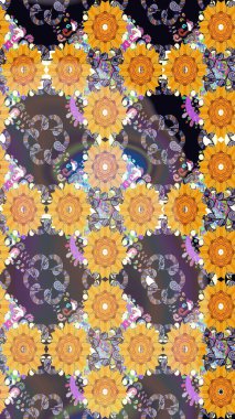 Raster illüstrasyonunda kusursuz çiçek deseni. Düz Çiçek Elementleri Tasarımı. Renkli Bahar Temalı Kusursuz Arkaplan. Güzel kumaş deseni.