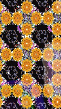 Raster. Sarı renkte güzel çiçeklerle kusursuz desen, suluboya çiçek deseni, duvar kağıdı, kart veya kumaş için fayanslı..