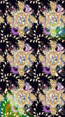 Raster illüstrasyonunda kusursuz çiçek deseni. Renkli Bahar Temalı Kusursuz Arkaplan. Düz Çiçek Elementleri Tasarımı. Güzel kumaş deseni.