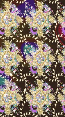 Gri renkli çiçekler. Renkli Bahar Temalı, pürüzsüz bir arka plan. Çiçekli, suluboya desenli kusursuz çiçek deseni. Düz Çiçek Elementleri Tasarım Raster illüstrasyonu.