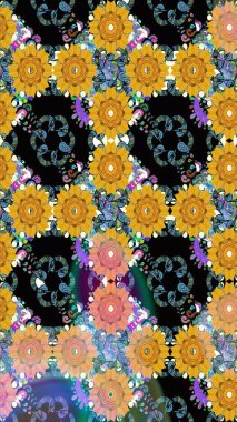 Yapraklı kusursuz desen. Poster ya da kapak için arka plan. Davetiye ve kartpostal tasarımı için dekoratif çiçek unsurları. Şirin, zarif çiçekler Raster illüstrasyonu. Tekstil için figür.