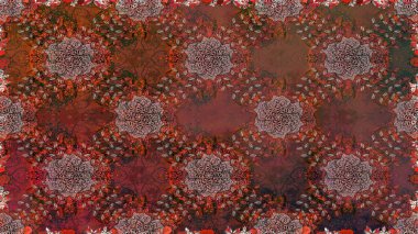 Kızılderili desenli desenli desenli şal deseni. Raster Henna dövme stili. Etnik Mandala süsü. Tekstil, tebrik kartı, boyama kitabı, telefon kılıfı baskısı için kullanılabilir.