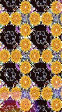 Sarı renkli vadi çiçekleri. Raster - stok. Suluboya, elle çizilmiş. Kusursuz arkaplan deseni.