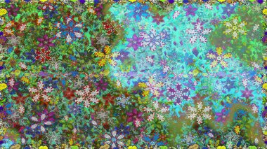 Kusursuz etnik tasarım. Yatak çarşafları, ceket, paket tasarımı, kumaş ve moda kavramları için tekstil baskısı. Çiçekleri, deniz kabukları, mandalaları ve suluboya efektleri olan deniz altyapısı.