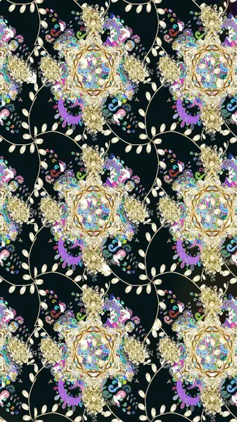 Çiçekler, dallar, bitkiler ve çiçekler. Raster illüstrasyonu. Güzel kumaş deseni. El çizimi.