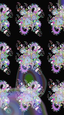 Moda baskıları için zarif bir şablon. Halk tarzı. Parlak renkli çiçekli ve siyah yapraklı harika bir çiçek deseni. Modern çiçek arkaplanı.