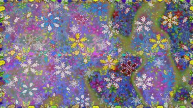 Yapraklı çiçekler ve doğal renklerde papatya çiçekleri. Kusursuz bir arka plan modeli. Raster - stok.