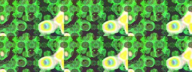 Küçük çiçekteki sevimli çiçek deseni. Yeşil renkli çiçekler. Raster illüstrasyonu.