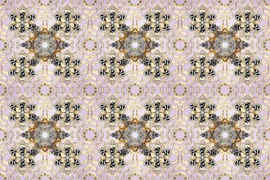 Gri, bej ve altın elementli nötr renklerde klasik, pürüzsüz desen. Raster illüstrasyonu.