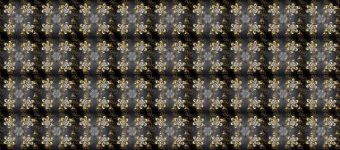 Gri, kahverengi ve siyah renklerde altın bir element. Barok tarzında altın çiçekli süs. Altın çiçekli, pürüzsüz desen. Damask arkaplanı.